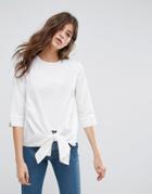 Pieces Ally Tie Front Blouse - White