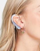 Topshop Stone Hoop Earrings In Pastel Mix And Gold-multi