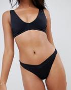 Asos Design Mix And Match V Front High Leg Bikini Bottom - Black