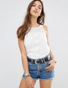 New Look Lace Shell Top - Cream