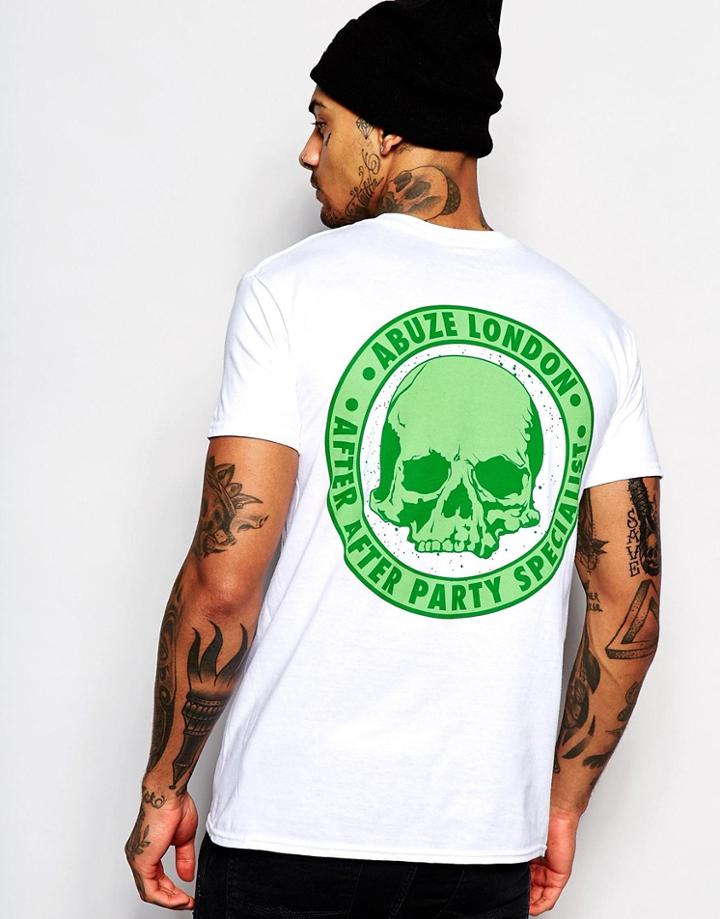 Abuze London T-shirt After Party Skull - White