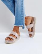 Faith Jumbo Patterned Flatform Slider - Beige