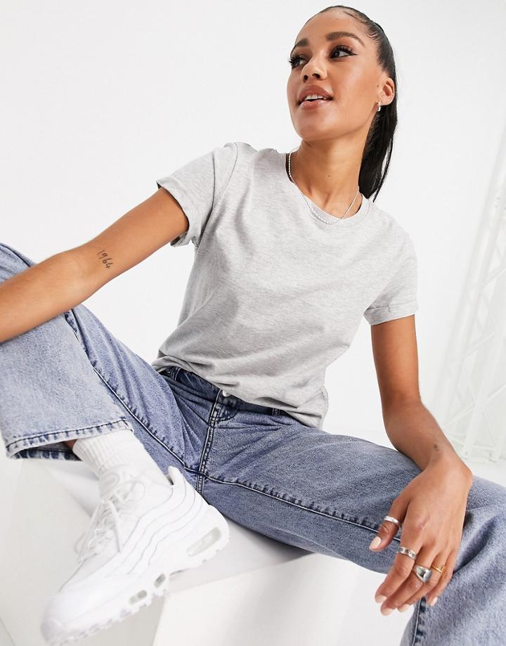 Brave Soul Elanor Sleeve Roll T-shirt-grey