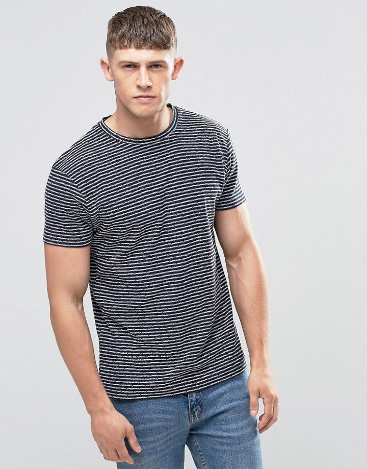 Bellfield Jaquard Striped T-shirt - Navy