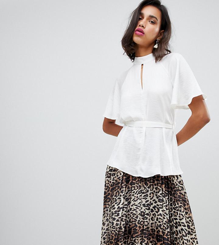 River Island Blouse With Keyhole Detail In Ivory - Cream