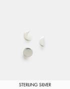 Fashionology Sterling Silver Moon Phase Stud Earrings Set - Silver