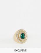 Reclaimed Vintage Inspired Statement Gold Plated Cocktail Ring With Swarovski Stones - Gold