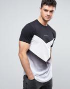 Devote T-shirt In Black With Contrast Panel - Black