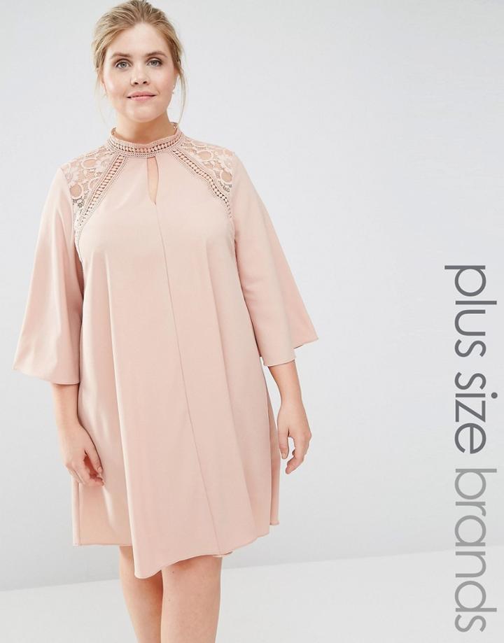 Lovedrobe Lace Insert Swing Dress - Beige