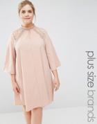 Lovedrobe Lace Insert Swing Dress - Beige