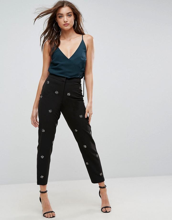 Asos Slim Pants With Beading - Black