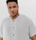 Jack & Jones Premium Plus Size Revere Collar Shirt In Ditsy Print - White