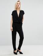 Selected Femme Sila Wrap Jumpsuit - Black