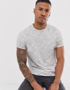 Asos Design T-shirt With Roll Sleeve In White Interest Fabric - White