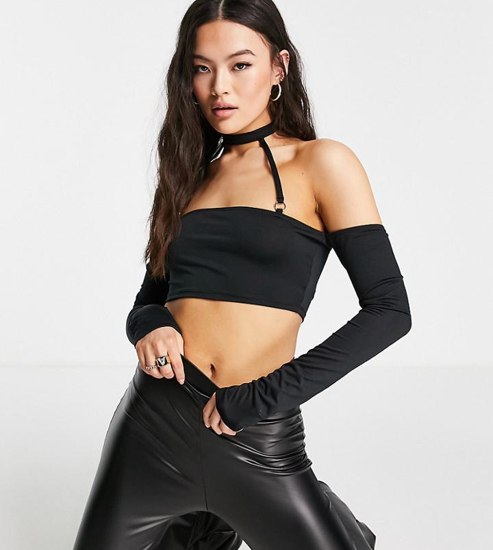 Asyou Choker Bardot Top In Black