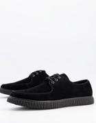 Asos Design Lace Up Creeper Shoes In Black Faux Suede