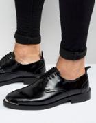 Asos Lace Up Shoes In Black Leather - Black