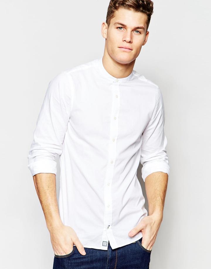 Tommy Hilfiger Shirt With Grandad Neck In White - White