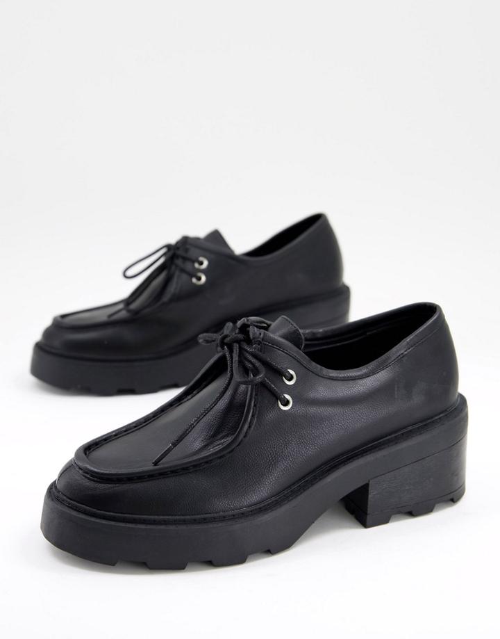 Asos Design Minny Chunky Lace Up Flat Shoes In Black