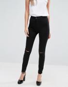 New Look Double Slash Skinny Jeans - Black