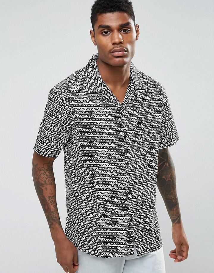 Midnight Surf Wail Revere Collar Shirt - Black