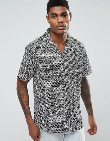 Midnight Surf Wail Revere Collar Shirt - Black