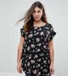 New Look Curve Printed Front Top - Black