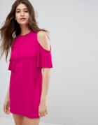 Bershka Cold Shoulder Shift Dress - Pink