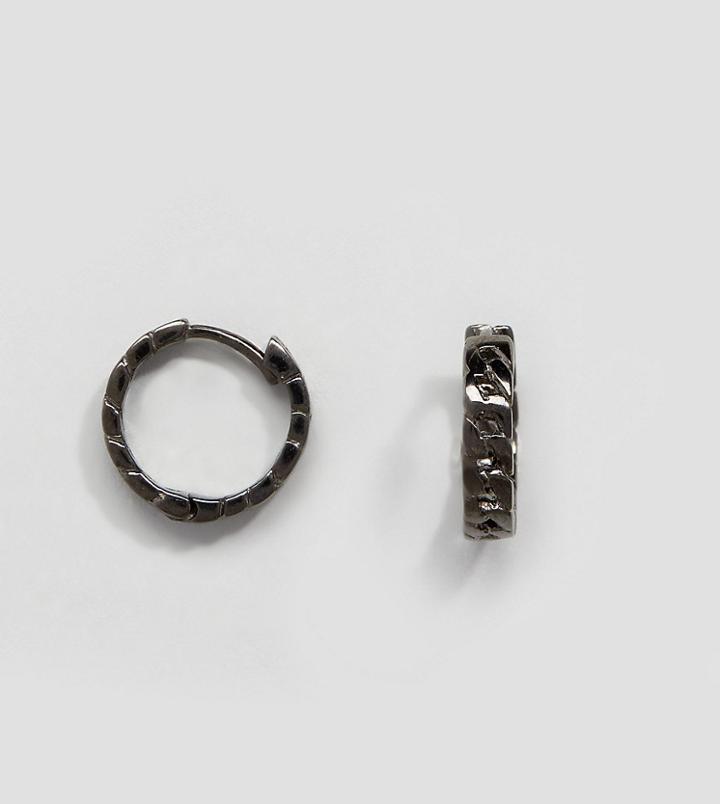 Reclaimed Vintage Inspired 12mm Patterned Hoop Earrings In Sterling Silver With Gold Plating Exclusive To Asos - Silver