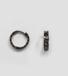 Reclaimed Vintage Inspired 12mm Patterned Hoop Earrings In Sterling Silver With Gold Plating Exclusive To Asos - Silver
