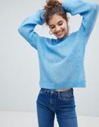 Bershka Loose Knit Sweater In Blue - Blue