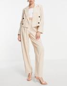 Topshop Tailored Double Breasted Blazer In Stone - Part Of A Set-neutral