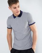 Mango Man Polo Shirt In Gray With Navy Contrast Collar - Gray