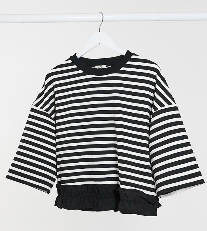 Gebe Maternity Stripe Sweater In Black And White