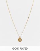 Asos Design Skinny Necklace With Heart And Ornate Sword Pendant In 14k Gold Plate