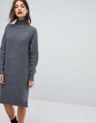 Selected Femme Ribbed Sweater Dress - Gray