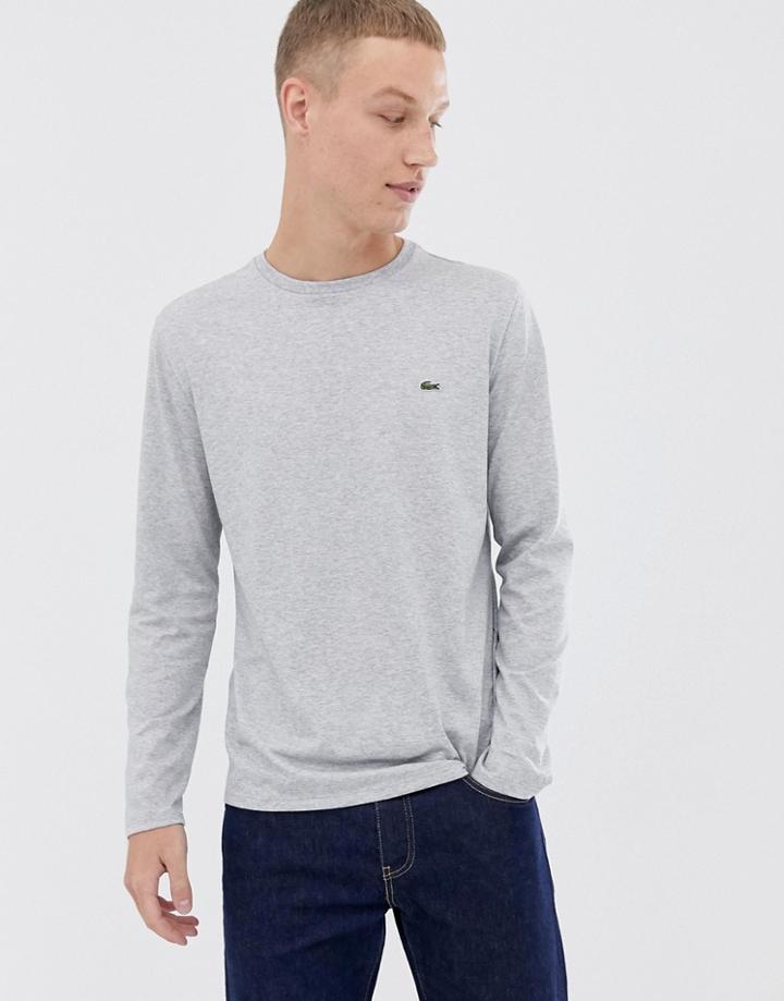 Lacoste Logo Long Sleeve T-shirt In Gray