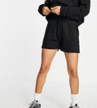 Asos Design Petite Sweat Short With Pintuck In Cotton In Black - Black