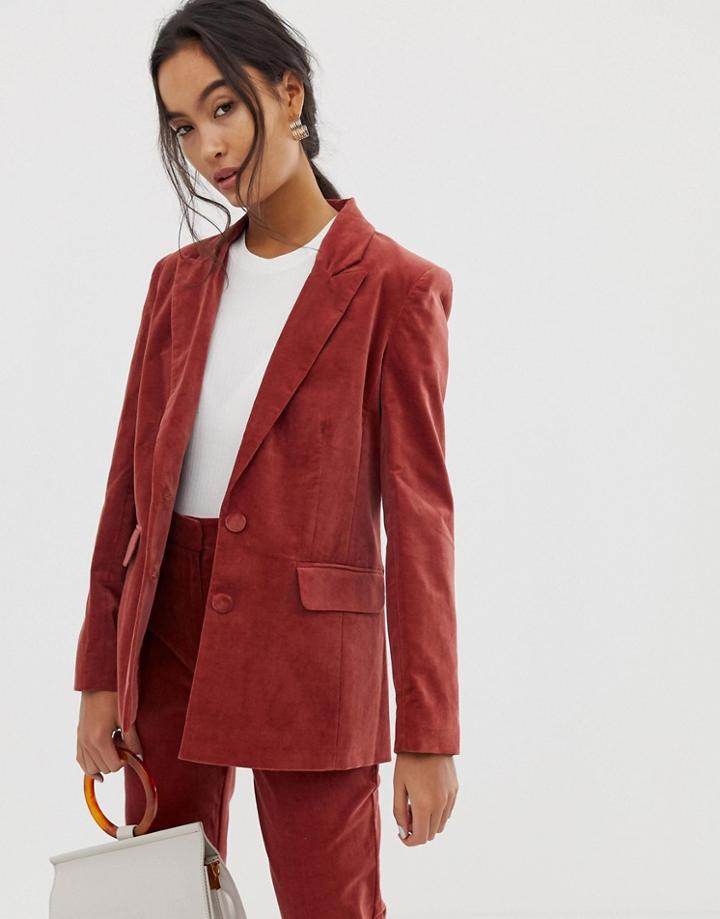 Asos Design Suit Blazer In Velvet - Pink