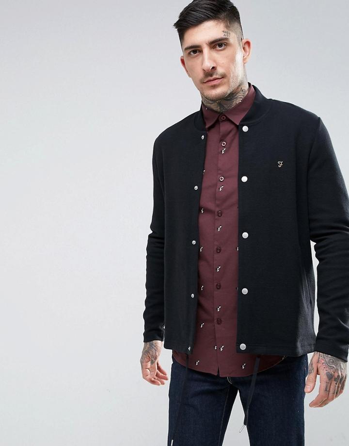 Farah Charecroft Slim Fit Bonded Bomber In Black - Black