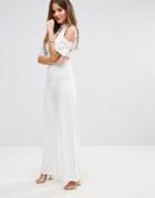Naanaa High Waisted Wide Leg Tailored Pant - White