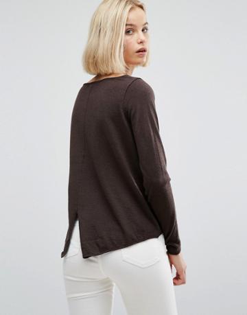 H.one Slit Back Sweater - Brown