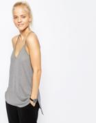 Asos Longline Fancy Rib Cami - Gray