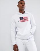 Boohooman Hoodie With American Flag In White - White