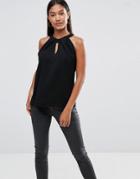 Vesper Sleeveless Keyhole Top With Twist Neck - Black