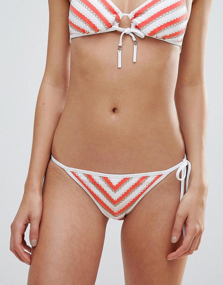 Seafolly Chevron Stripe Tie Side Bikini Bottoms - Orange