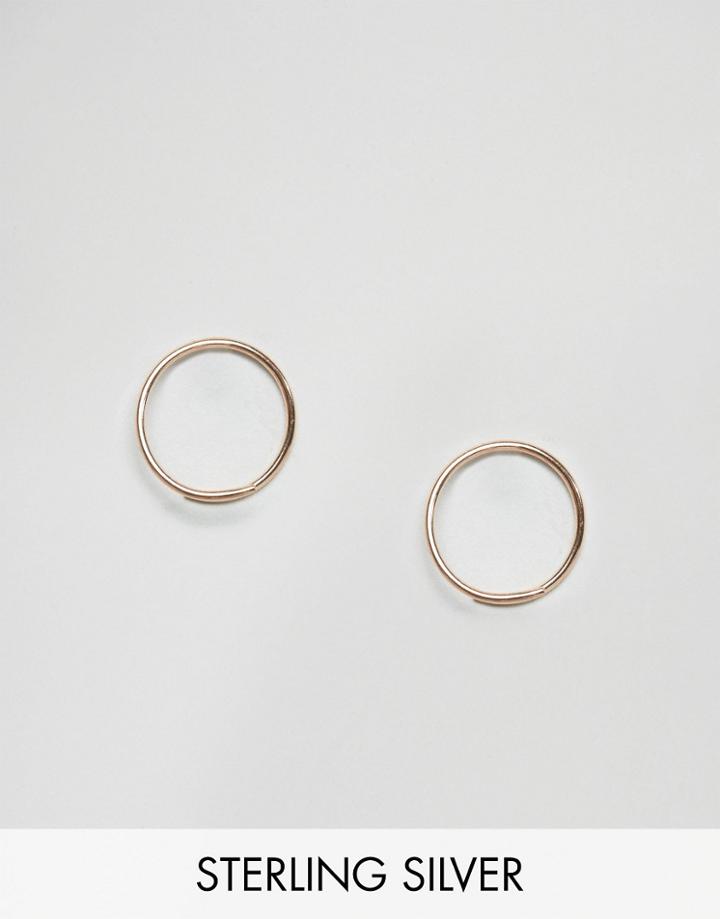Asos Rose Gold Plated Sterling Silver 12mm Open Hoops - Copper