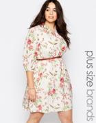 Yumi Plus Floral Dress With Belt