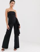True Violet Exclusive Side Peplum Jumpsuit In Black - Black