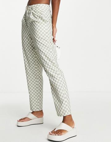 Lola May Tailored Pants In Neutral Plaid